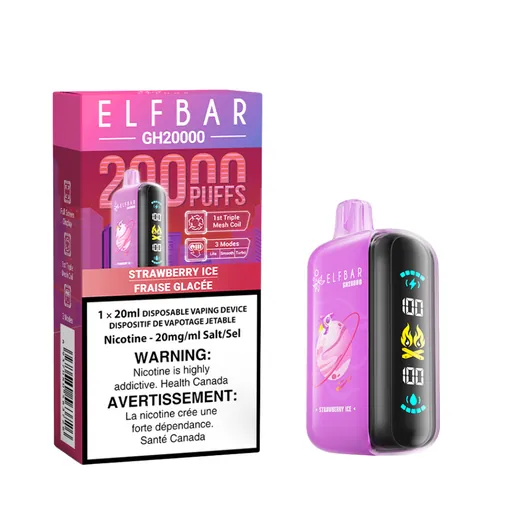 Elf Bar GH20000 Disposable Vape with 20,000 puffs, rechargeable, and premium flavors.